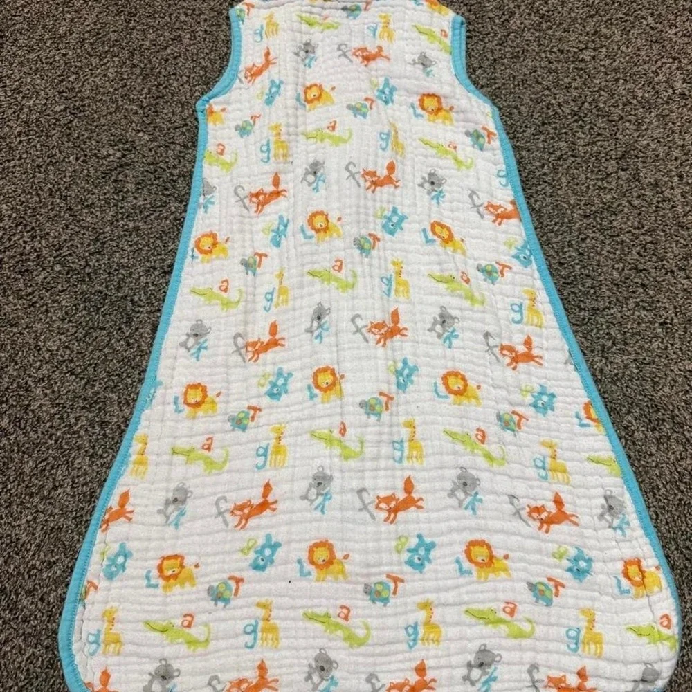 Luvable Friends Muslin Sleep Sack 6-12M Animal Alphabet Cotton Wearable Blanket
